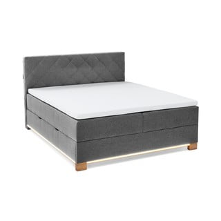 Sivi boxspring krevet s prostorom za pohranu 180x200 cm Messina – Meise Möbel