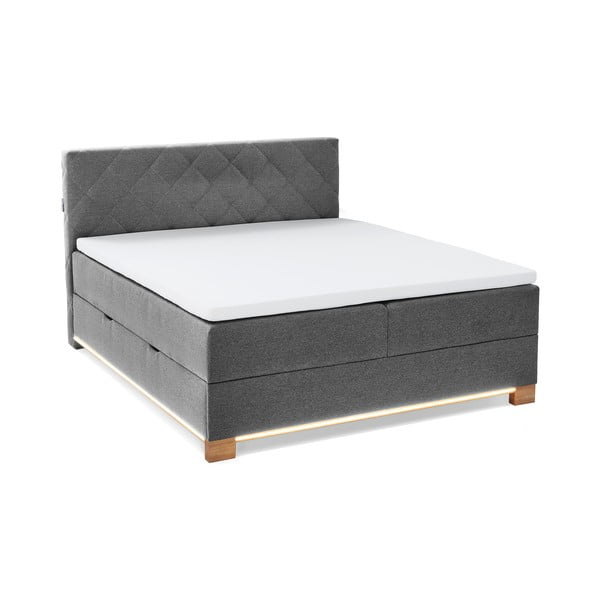 Sivi boxspring krevet s prostorom za pohranu 180x200 cm Messina – Meise Möbel