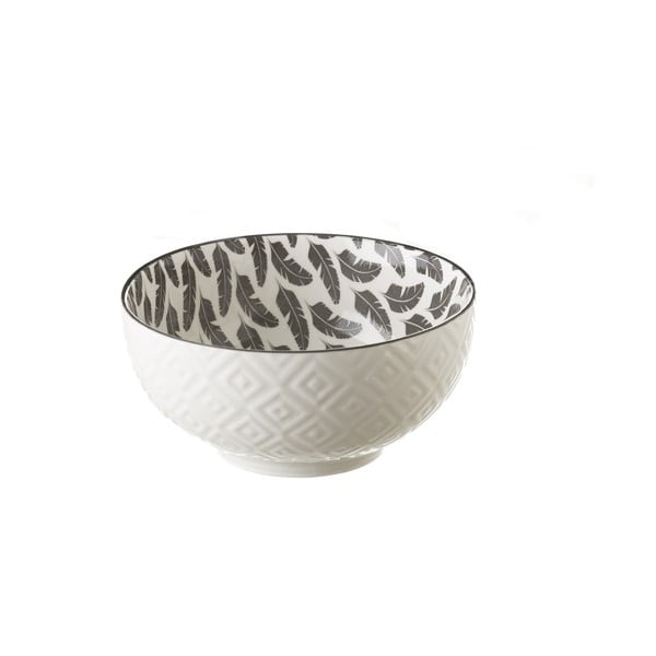 Sivo-bijela porculanska zdjela Unimasa Plume, ø 14,9 cm