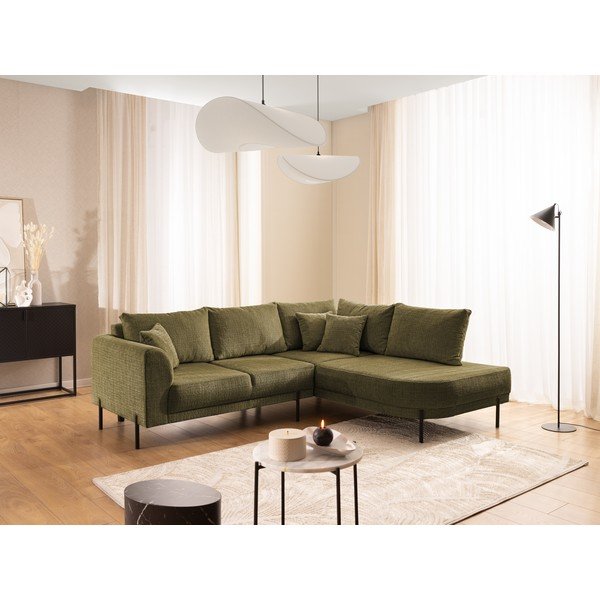 Zelena kutna garnitura od šenila (s desnim kutom/u obliku slova L) Mauris  – Ropez-image-1