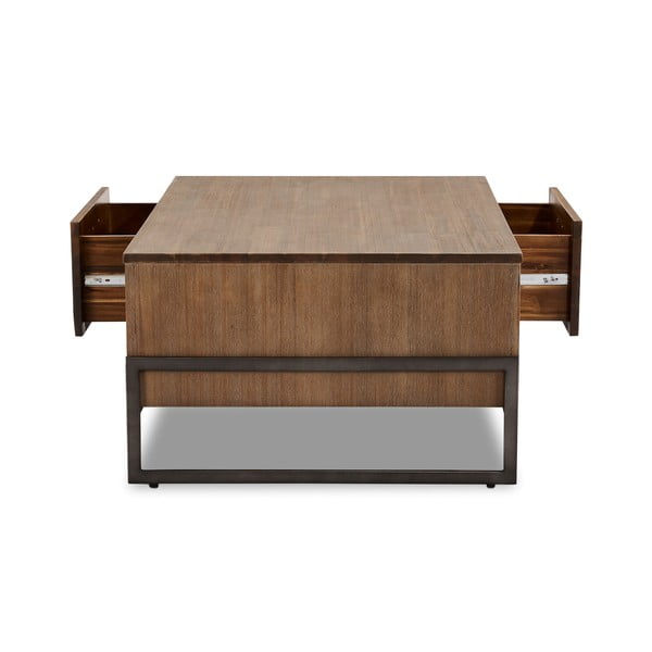 Smeđi stolić za kavu od punog drveta Furnhouse Mallorca, 120 x 75 cm-image-4