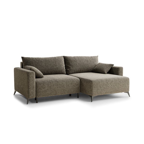 Smeđa sklopiva/s prostorom za odlaganje kutna garnitura od šenila (s desnim kutom/s ležaljkom) Leon – Maison de Rêve