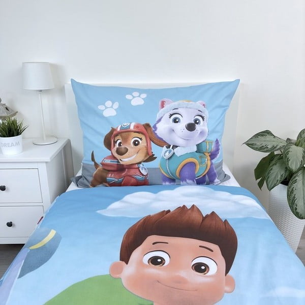 Plava pamučna dječja posteljina za krevet za jednu osobu 140x200 cm Paw Patrol – Jerry Fabrics-image-4