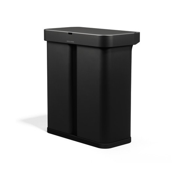 Crna željezna kanta za smeće 34+24 l za odvojeni otpad/beskontaktna Dual Sensor – simplehuman