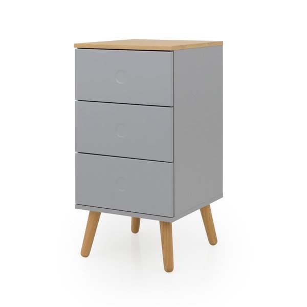 Siva komoda s nogama od hrastovog drva s 3 ladice Tenzo Dot, širina 40 cm-image-2