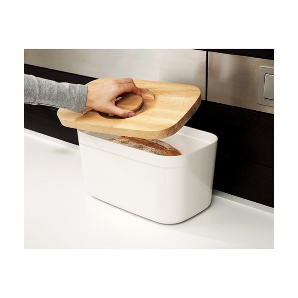 Bijela kutija za kruh s drvenim poklopcem Joseph Joseph Bin-image-3