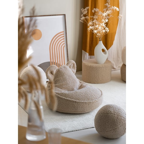 Svjetlo smeđa dječja vreća za sjedenje od bouclé tkanine Bear – Wigiwama-image-1