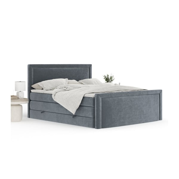 Tamno sivi boxspring krevet s prostorom za odlaganje 160x200 cm Lavenda – Maison de Rêve-image-3