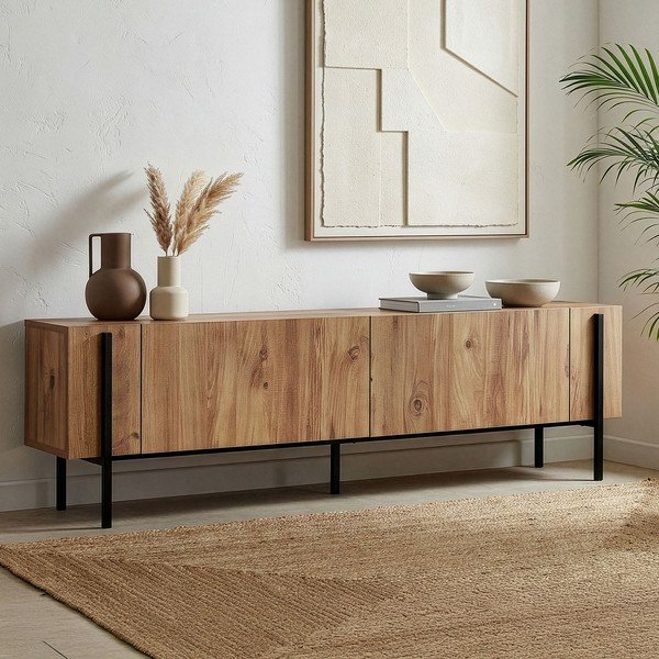 TV komoda u dekoru bora u prirodnoj boji 180x45x30 cm Nexus – Kalune Design-image-1