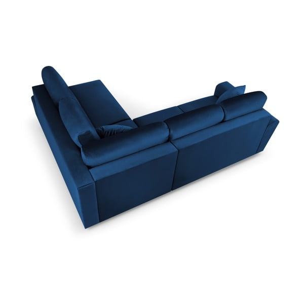 Plava baršunasti sklopiva/s prostorom za odlaganje kutna garnitura (s desnim kutom/u obliku slova L) Kyoto – Cosmopolitan Design-image-4