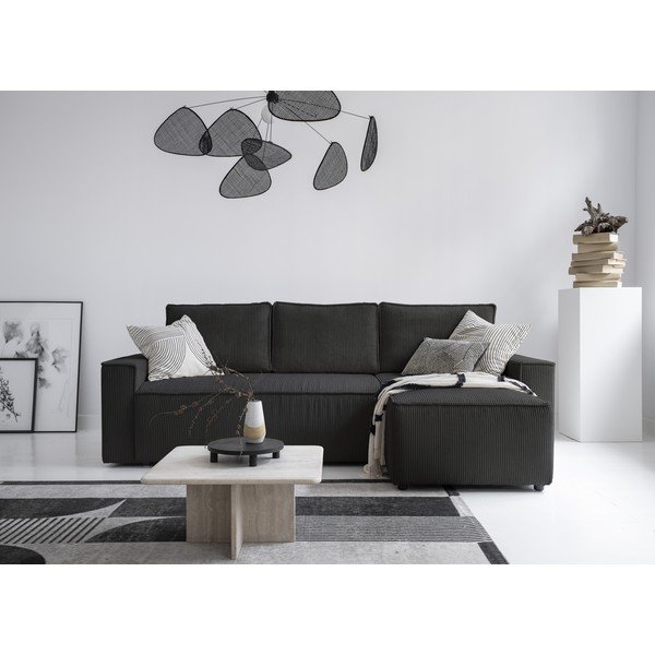 Antracitno siva sklopiva kutna garnitura od samta (promjenjiva) Brave Dave – Miuform-image-1