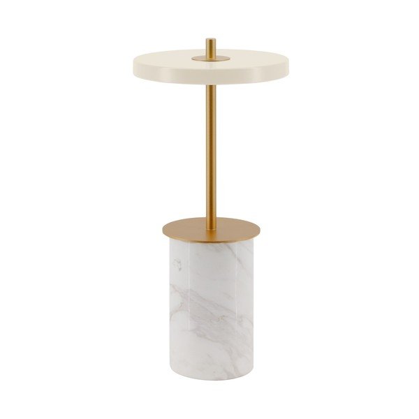 Krem mramorna LED stolna lampa s mogućnosti zatamnjivanja s metalnim sjenilom (visina 25,5 cm) Asteria Move Mini – UMAGE