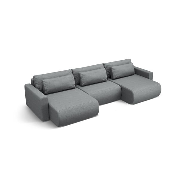 Siva sklopiva/s prostorom za odlaganje kutna garnitura (u obliku slova "U") Belfast – Cosmopolitan Design-image-1