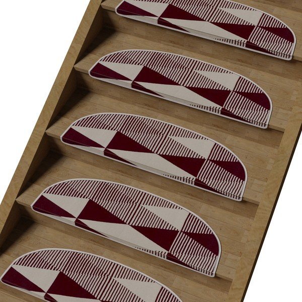 Bordo/bijeli set tepiha za stepenice 16 kom 20x65 cm Triangles – Vitaus-image-1