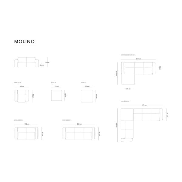 Crna sofa od bouclé tkanine 235 cm Molino – Micadoni Home-image-4