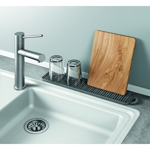 Siva plastična podloga za ocjeđivanje posuđa 42x8 cm Gravity – Metaltex-image-1