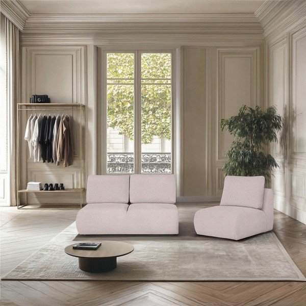 Svijetlo ružičasta sofa od bouclé tkanine 164 cm Mirel – Rodier-image-1