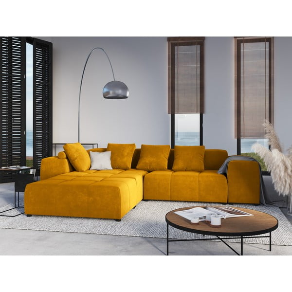 Žuti baršunasti jastuk za modularnu sofu Rome Velvet - Cosmopolitan Design-image-3