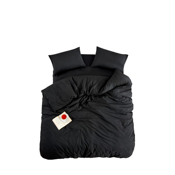 Crna posteljina za bračni krevet/za produženi krevet s uključenom plahtom/4-dijelna 200x220 cm Classic – Mila Home