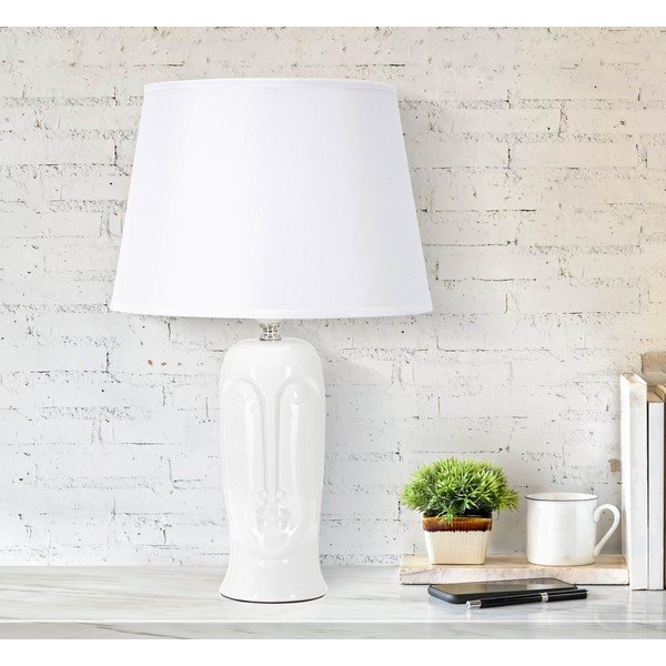 Bijela stolna lampa keramička s tekstilnim sjenilom (visina 46 cm) Statua – Mauro Ferretti-image-1