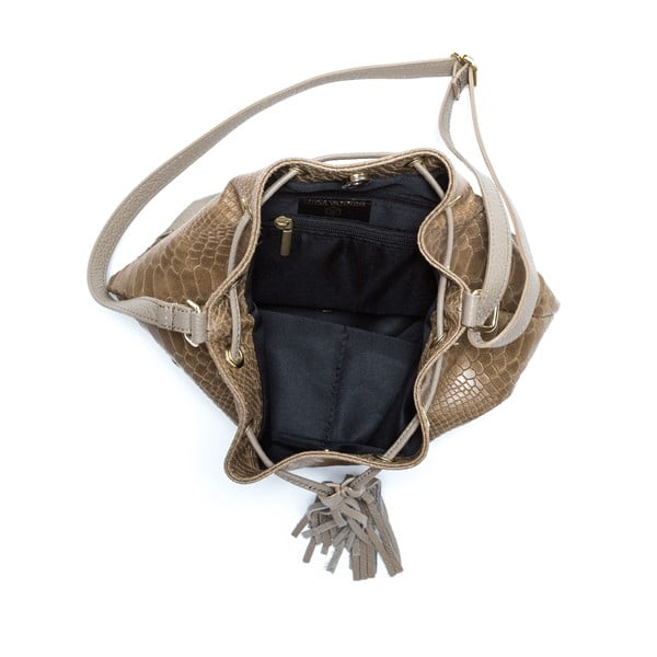 Sivo-smeđa kožna torbica Isabella Rhea Paolina-image-3