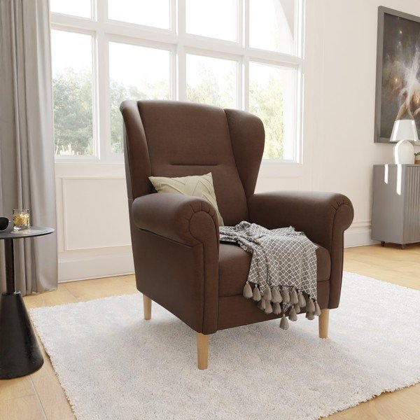 Tamno smeđa wing fotelja Swan – Ropez-image-3