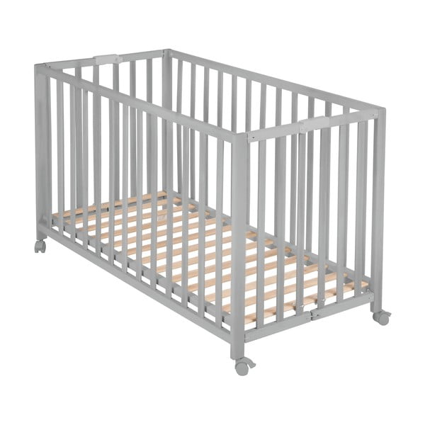Sivi dječji krevet na kotačićima/sklopivi 60x120 cm Fold up – Roba