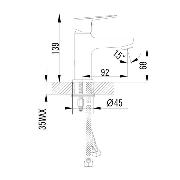 Stojeća slavina za umivaonik u sjajno srebrnoj boji Small – Sapho-image-1
