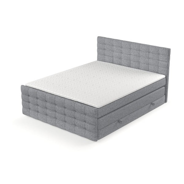 Sivi boxspring krevet s prostorom za pohranu 200x200 cm Blend – Maison de Rêve-image-3