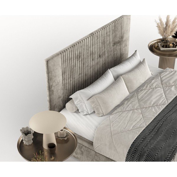 Bež tapecirani bračni krevet s prostorom za pohranu 200x200 cm Mavel – Maison de Rêve-image-1