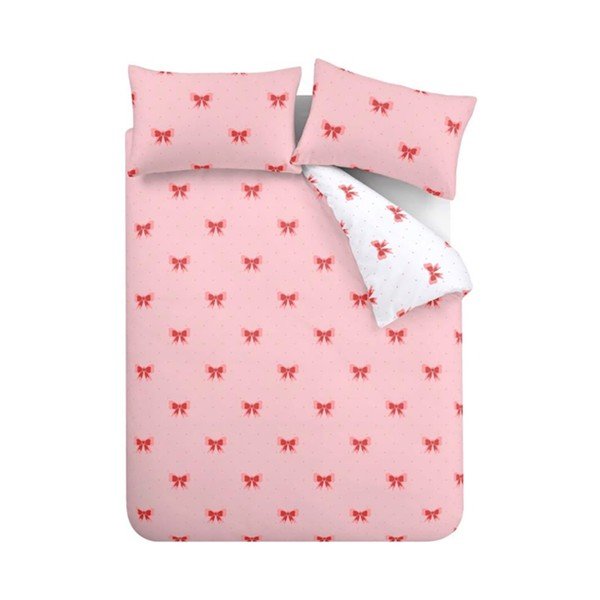 Ružičasta posteljina za krevet za jednu osobu 135x200 cm Dotty Bows – Sassy B