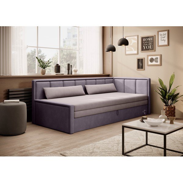 Ružičasta sklopiva/s prostorom za odlaganje sofa od šenila 214 cm Fulgeo – ELTAP-image-1
