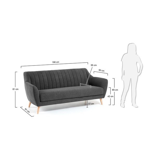 Tamnosiva sofa Kave Home Off-image-4