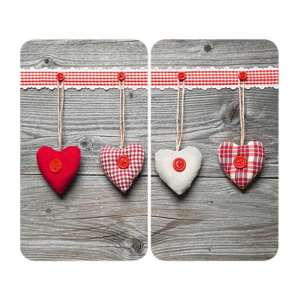 Set od 2 staklena poklopca za štednjak Wenkoo Heart, 52 x 30 cm