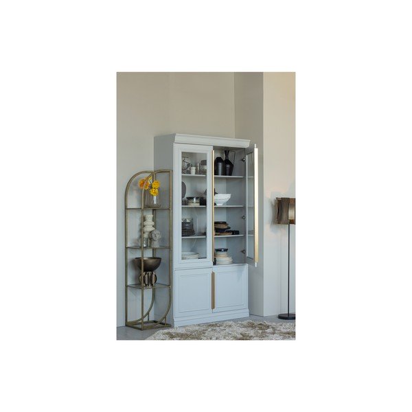 Svijetlo siva vitrina od masivnog bora 110x215x44 cm Organize – WOOOD-image-1