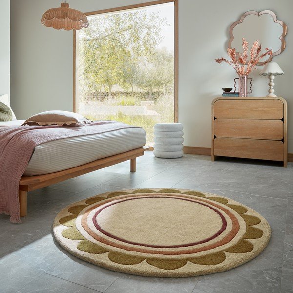 Ručno rađen vunen okrugao tepih u prirodnoj boji ø 120 cm Lois – Flair Rugs-image-1