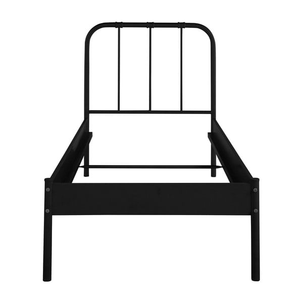 Crni metalni krevet bez podnice 90x200 cm Aaron – Støraa-image-2