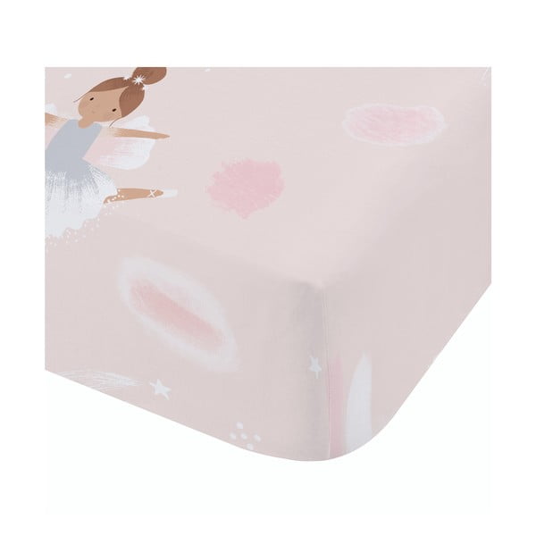 Ružičasta dječja plahta s gumom za krevet za jednu osobu 90x190 cm Dancing Fairies – Catherine Lansfield