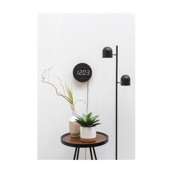 Crni zidni LED sat Karlsson Round-image-1