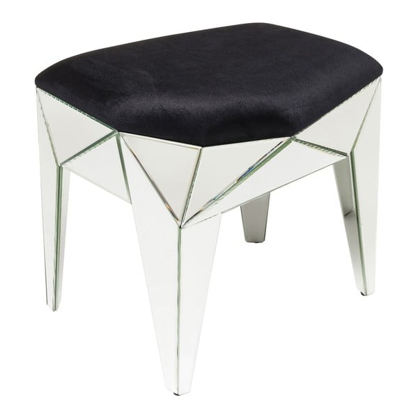 Crni stol s detaljima u srebrnoj boji Kare Design Stool Fun House, 54 x 49 cm