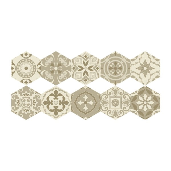 Set od 10 podnih samoljepljivih naljepnica Ambiance Floor Stickers Hexagons, 40 x 90 cm
