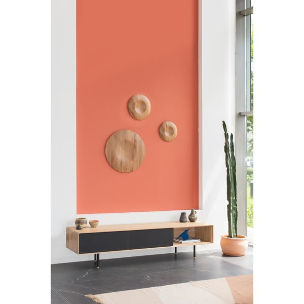 TV stol od hrastovine u crnoj prirodnoj boji 200x48 cm Fina - Gazzda-image-3