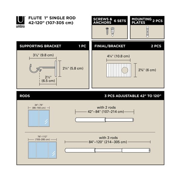 Željezna proširiva karniša u mat srebrnoj boji 107 - 305 cm Flute – Umbra-image-4
