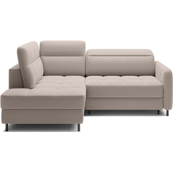 Svjetlo smeđa baršunasti sklopiva/s prostorom za odlaganje kutna garnitura (s lijevim kutom/u obliku slova L) Barea – ELTAP