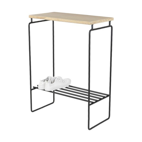 Crni/u prirodnoj boji pomoćni stol s hrastovom pločom stola 29x57 cm Clint – Spinder Design-image-4