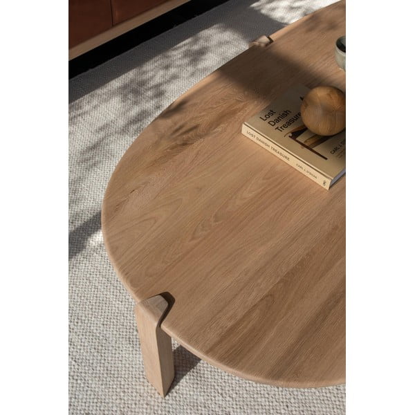 Stolić za kavu od punog hrasta u prirodnoj boji 100x180 cm Kulin – Gazzda-image-3