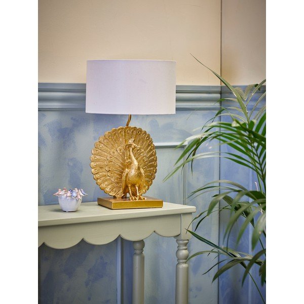 Stolna lampa u zlatnoj boji s tekstilnim sjenilom (visina 58,5 cm) Peacock – Bloomingville-image-1