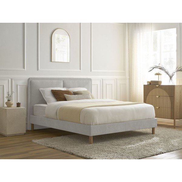 Sivi podstavljeni tapecirani bračni krevet s podnicom 140x190 cm Mara – Bobochic Paris-image-1
