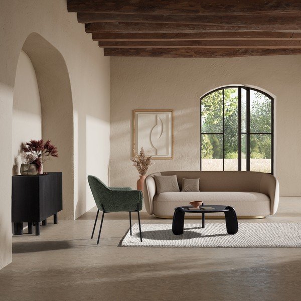 Crni okrugao stolić za kavu od masivnog manga ø 80 cm Tamira – MOME-image-1