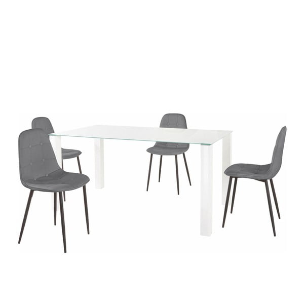 Set za blagovaonski stol i 4 sive Støraa Dante stolice, dužina stola 160 cm